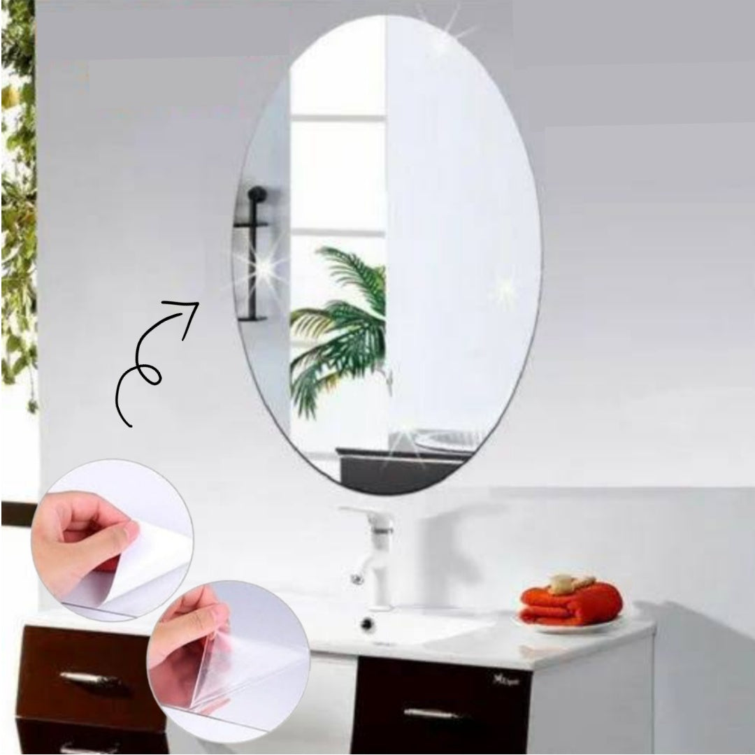 Pack of 3 Flexible Self-Adhesive Oval Shape Mirror Stickers (3 Pcs)