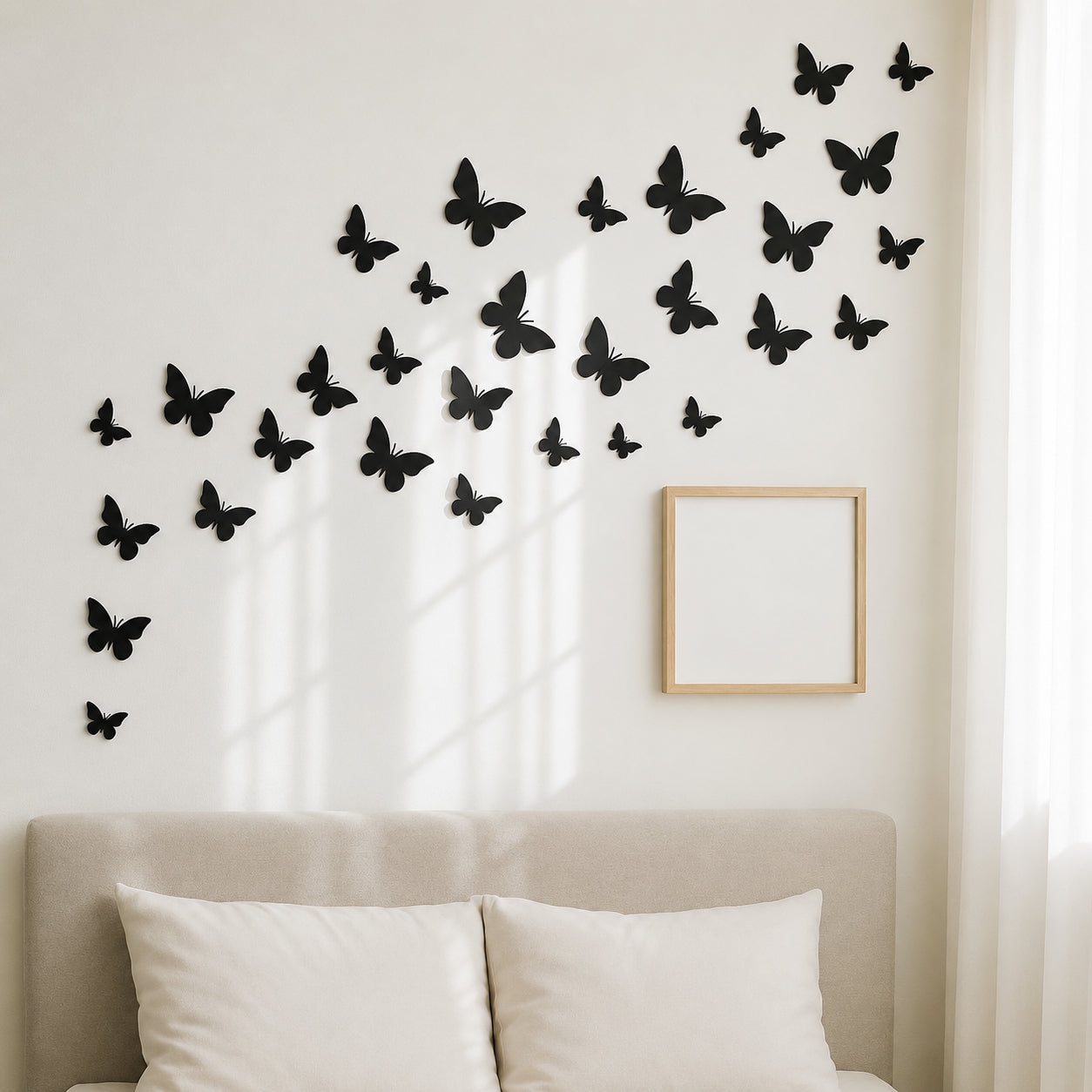 Pack of 50 Wooden Butterfly Wall Decor for Kids Bedroom, Living Room & Office