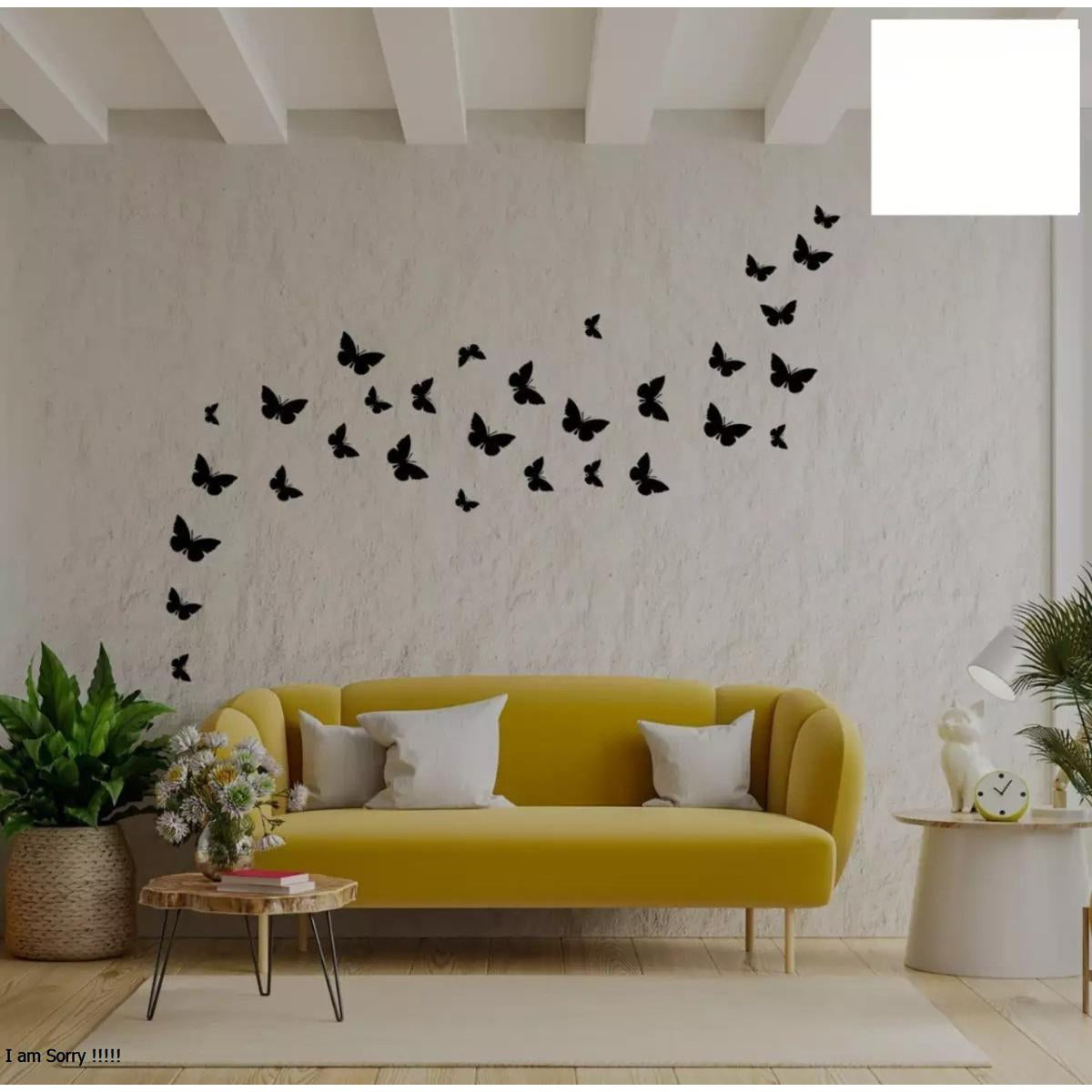 Pack of 50 Wooden Butterfly Wall Decor for Kids Bedroom, Living Room & Office