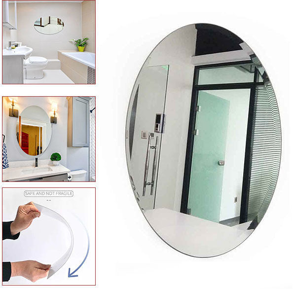 Pack of 3 Flexible Self-Adhesive Oval Shape Mirror Stickers (3 Pcs)