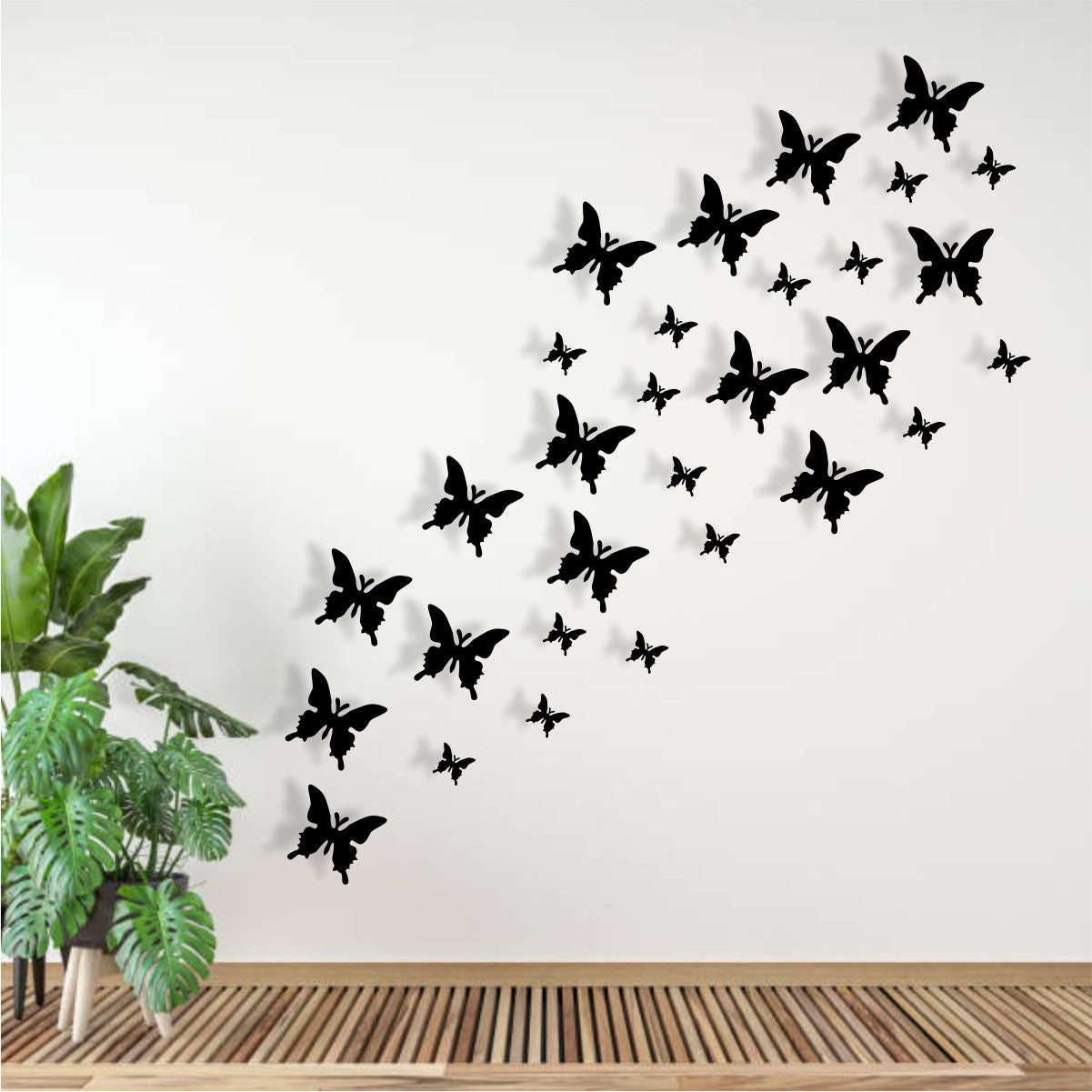 Pack of 50 Wooden Butterfly Wall Decor for Kids Bedroom, Living Room & Office