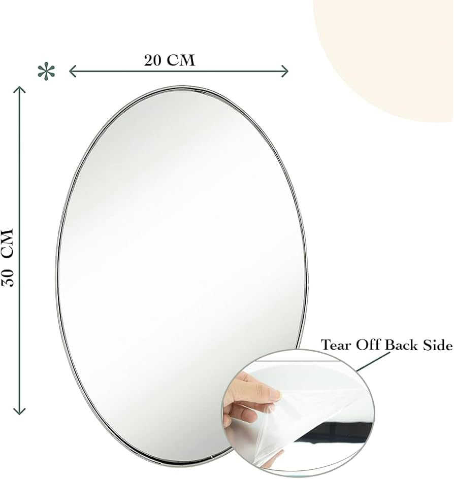Pack of 3 Flexible Self-Adhesive Oval Shape Mirror Stickers (3 Pcs)