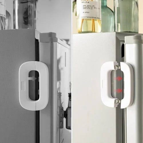 Self-Adhesive Fridge Lock | Refrigerator Freezer Door Lock | Child Safety Lock for Cabinets, Wardrobe & Cupboard | Baby Proof Multi-Usage Lock