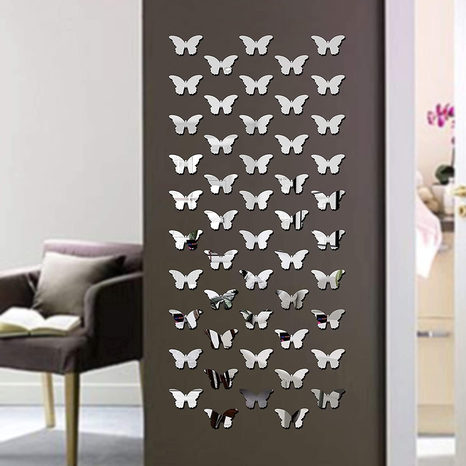 Pack of 50 Wooden Butterfly Wall Decor for Kids Bedroom, Living Room & Office