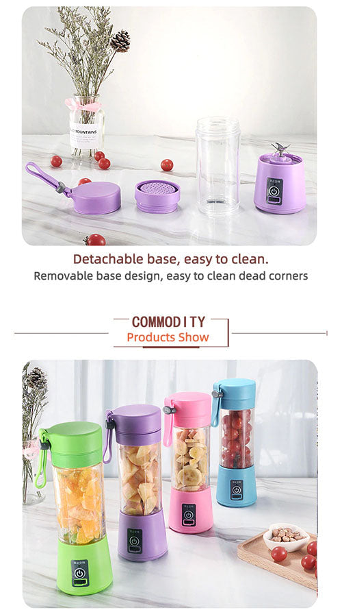 USB Rechargeable Portable Juicer Blender – 6 Blades | Electric Fruit Mixer & Smoothie Maker Bottle for Travel, Gym & Office Use | Mini Juicer Cup for Shakes, Juices, Baby Food – Multicolor