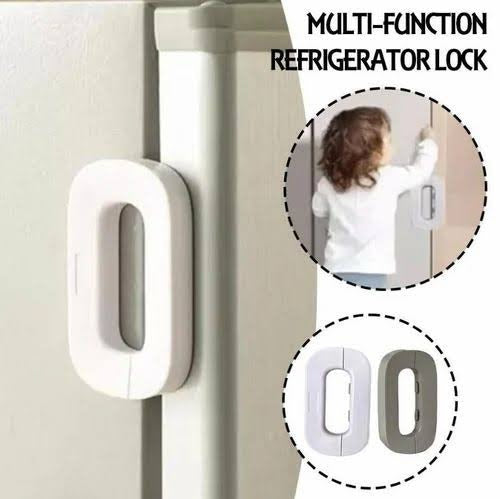 Self-Adhesive Fridge Lock | Refrigerator Freezer Door Lock | Child Safety Lock for Cabinets, Wardrobe & Cupboard | Baby Proof Multi-Usage Lock