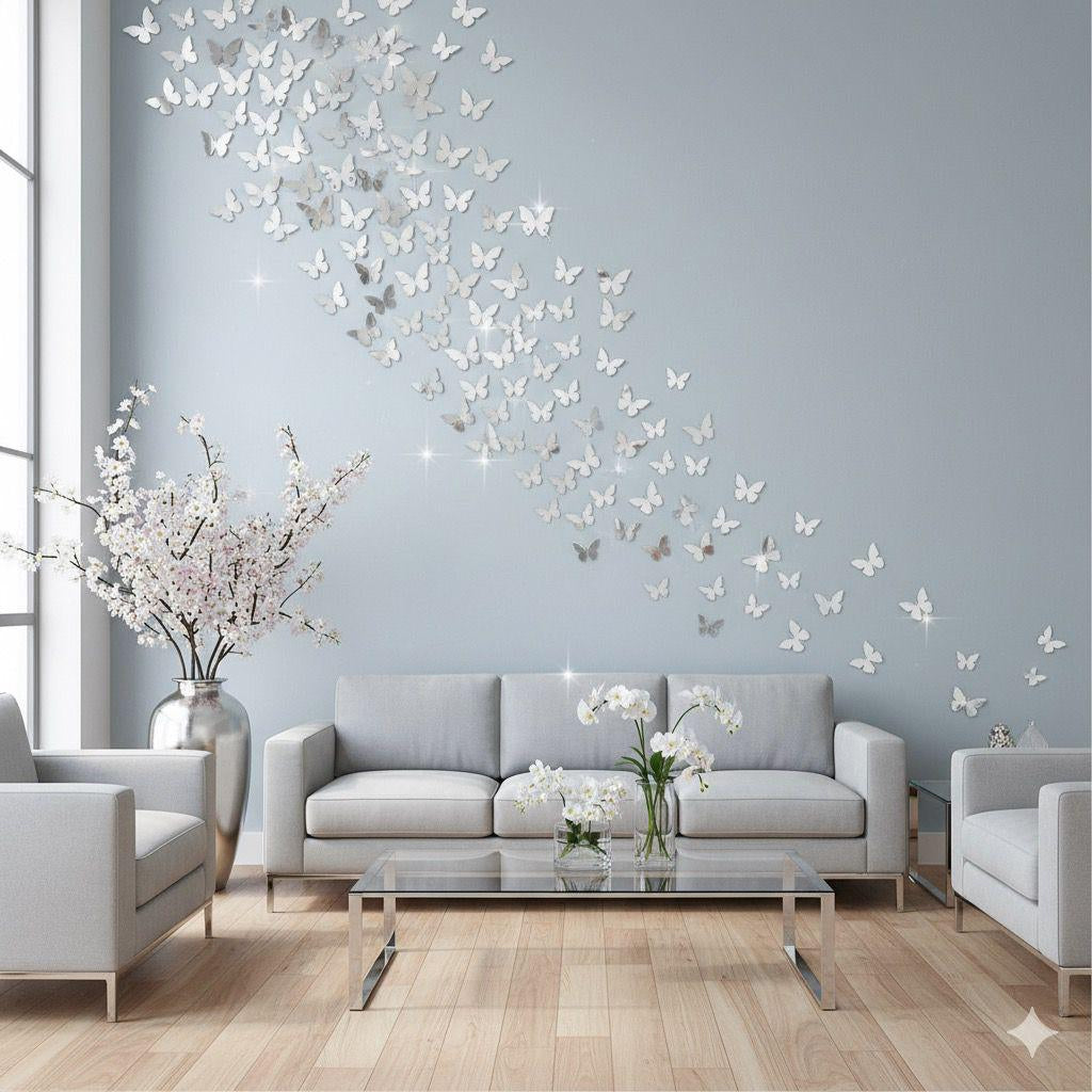Pack of 50 Wooden Butterfly Wall Decor for Kids Bedroom, Living Room & Office