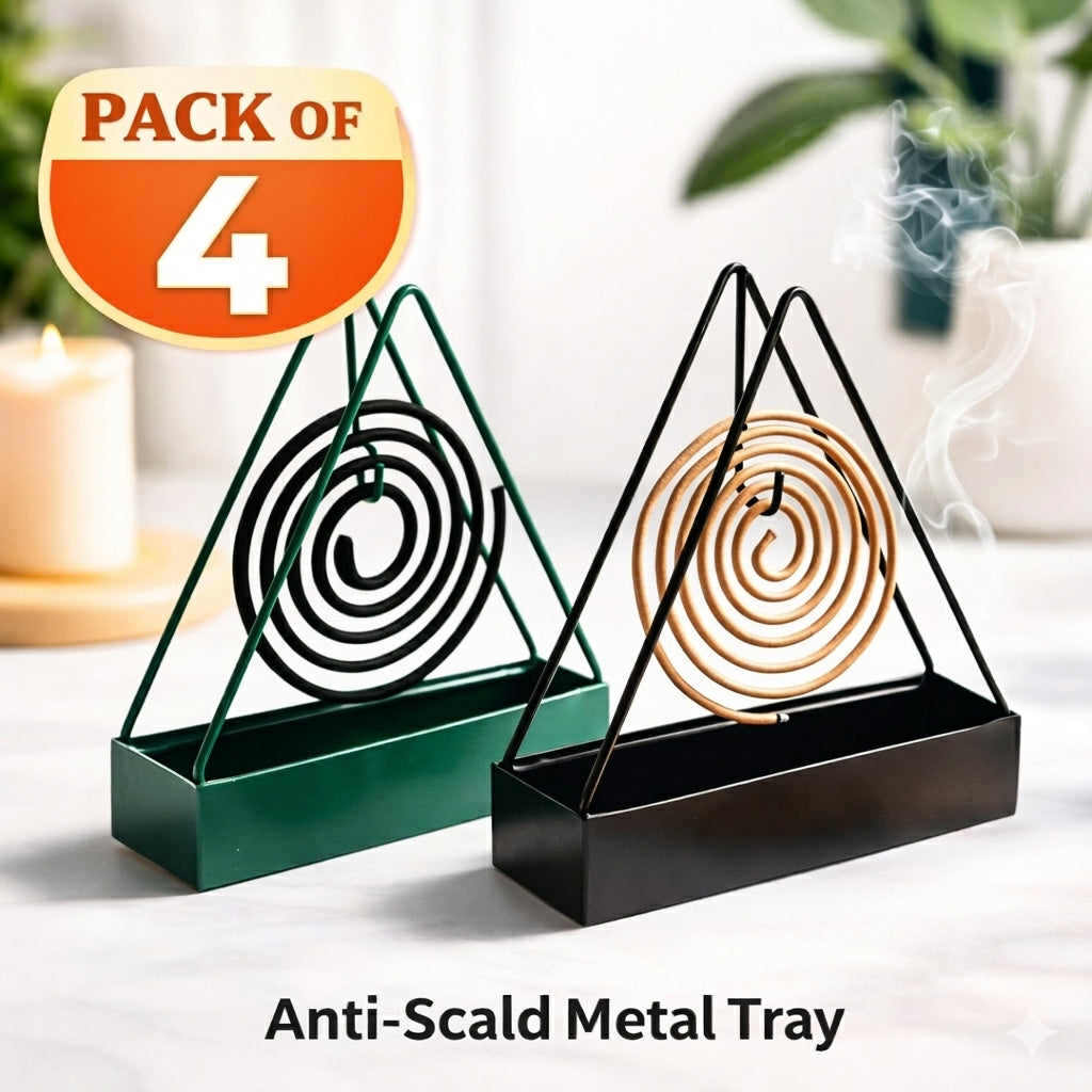Pack of 2 Mosquito Coil Holder with Tray | Anti-Scald Metal Incense Coil Stand | Iron Mosquito Coil Burner Rack | Safe Mosquito Repellent Holder for Home Indoor Outdoor