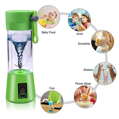 USB Rechargeable Portable Juicer Blender – 6 Blades | Electric Fruit Mixer & Smoothie Maker Bottle for Travel, Gym & Office Use | Mini Juicer Cup for Shakes, Juices, Baby Food – Multicolor