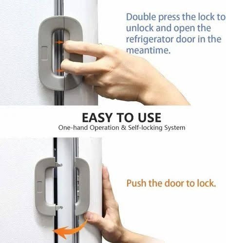 Self-Adhesive Fridge Lock | Refrigerator Freezer Door Lock | Child Safety Lock for Cabinets, Wardrobe & Cupboard | Baby Proof Multi-Usage Lock