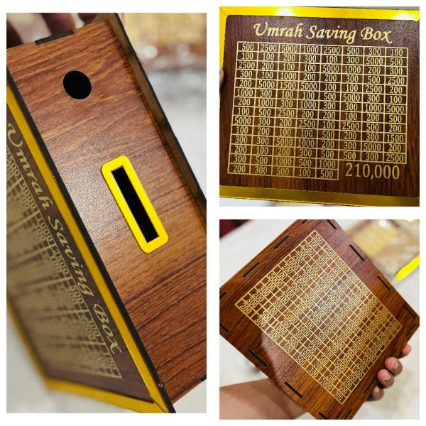 300,000 PKR Wooden Money Saving Box  Cash Challenge Tracker  Budget Savings Organizer for Kids & Adults