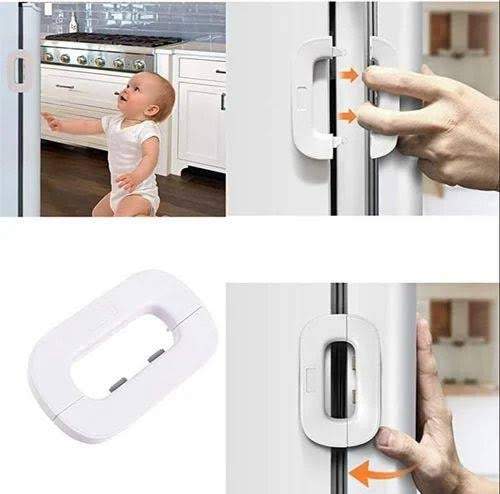 Self-Adhesive Fridge Lock | Refrigerator Freezer Door Lock | Child Safety Lock for Cabinets, Wardrobe & Cupboard | Baby Proof Multi-Usage Lock