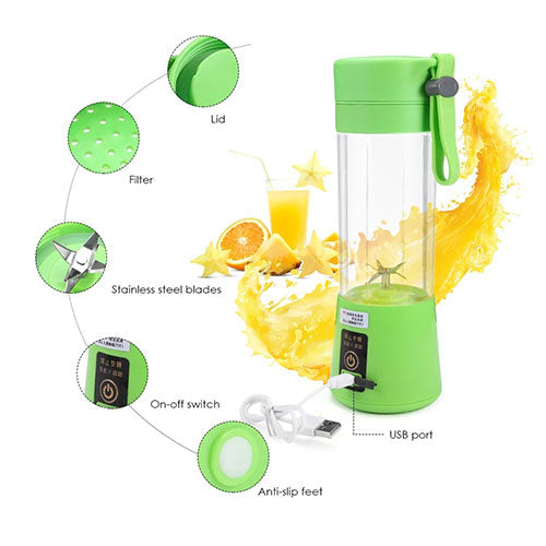 USB Rechargeable Portable Juicer Blender – 6 Blades | Electric Fruit Mixer & Smoothie Maker Bottle for Travel, Gym & Office Use | Mini Juicer Cup for Shakes, Juices, Baby Food – Multicolor