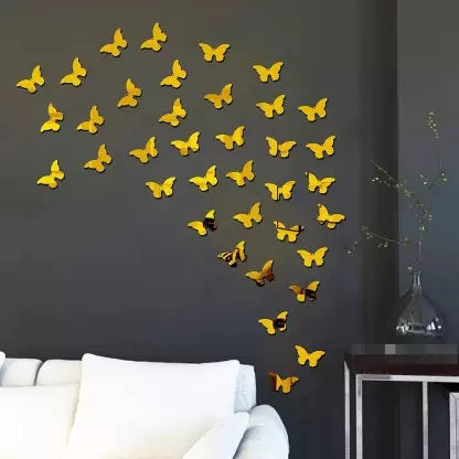 Pack of 50 Wooden Butterfly Wall Decor for Kids Bedroom, Living Room & Office