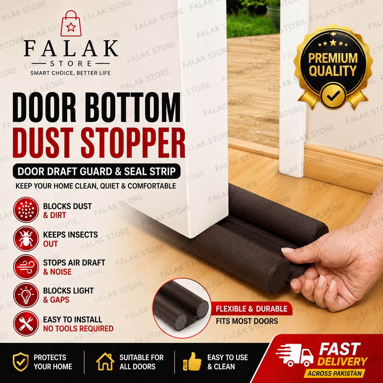 Pack of 8 Door Draft Dust and Air Stopper