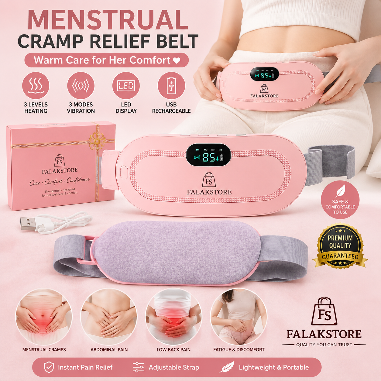 Portable Menstrual Heating Pad and Massager Belt